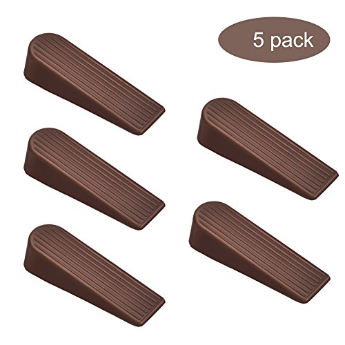 smallones 5pcs cuña puerta tapón de goma resistente antideslizante tope para puerta, color marrón