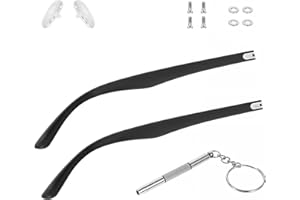 LLOUSSAK Brillenbügel Uberzugt, Brillenbügel mit Schrauben, Brillenarm-Ersatz, Ersatzteile, Brillenreparaturset mit Schraubendreher, Nasenpads, Unterlegscheiben（Schwarz）