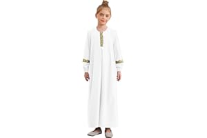 Freebily Vestidos Musulmanes para Niñas Vestido Largo Musulmán De Manga Larga Vestido Árabe Vestidos Iglesia Ropa De Oración Islámica