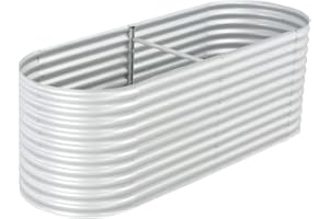 KOIECETA Hochbeet Stahl Silbern 240x80x81 cm Gemüsebeet Pflanzbeet Pflanzkasten Hochbeete für Garten Metall