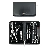 THREE SWORDS | Exclusive 10-Piece MANICURE - PEDICURE - GROOMING - NAIL CARE set / kit / case | basic standard quality (000415)