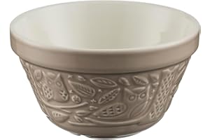 Mason Cash in The Forest Owl Pudding Basin 16cm S36 | Stone Grey Stoneware Steaming Bowl with Protruding Rim & Embossed Woodland Design