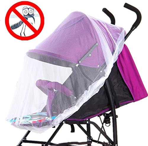 Strollers Mosquito Net by Zama,Baby Universal Washable Pram Insect Cover Nets with Elasticated Keep Infants Away from Bee,Wasps,Mosquito,for Carry Cot,Bassinet,Pushchair(Max Diameter 59inches) (White)