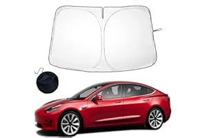 Big Ant Parasol para Tesla Model 3 Y, Parabrisas Delantero, Parasol Plegable con Bolsa de Almacenamiento, Accesorios para Tesla Model 3/Y