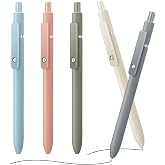 Miiepls 5 x Quick Dry Gel Pens | 0.5mm retractable gel ink pens, cute black ink pens, smooth writing pens