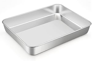 Homikit Backblech, Edelstahl Rechteckige Auflaufform Ofenblech, 31,6 x 24,7 x 4,8 cm, Tiefes Ofenform Fettpfanne zum Backen Braten Servieren, Gesund & ungiftig, Spülmaschinenfest