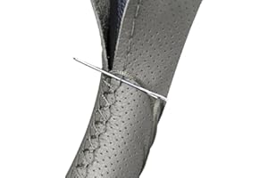 Vintree Coprivolante in Pelle Universale Microfibra da Cucire per Volante dell Auto Traspirante e Antiscivolo 38 cm Coprivolanti Fai da Te in Pelle Morbida Microfibra (Grigio)