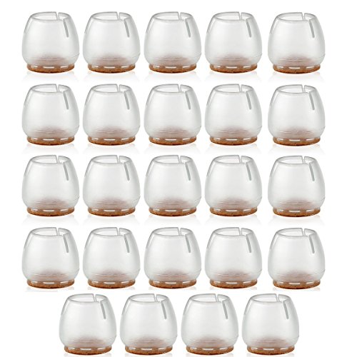YCNK 24 Stück Transparent Runde Silikon Stuhlbein Caps Füße Pads Möbel Tischabdeckungen Bodenschutz für 25-29MM Runde Beine