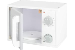 Small Foot Microondas Cocina Infantil, Madera, Botones giratorios, Puerta Cierre/imán, a Partir de 3 años.