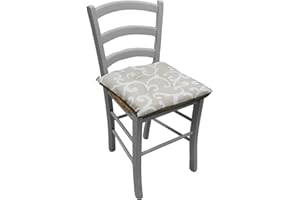 Russo Tessuti 6 Cuscini Sedie Cucina Coprisedia Imbottiti Laccetti Fantasia Ghirigori B&A-Beige