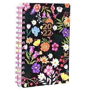 Doodle Happiness Planner -Moonlit Garden A5 Wiro Bound 2022 Yearly, Monthly, Daily Planner Diary with Theme Based Activity Pages I Tear Away Note Cards & Quote Cards I To Do Lists (216 Ruled Pages, 80 GSM)(Floral Design)