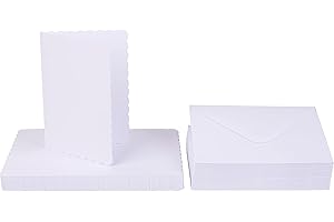 CRAFT UK LIMITED Doppelkarten "Wellenrand" mit Umschlägen, DIN A6, 100-tlg., weiß