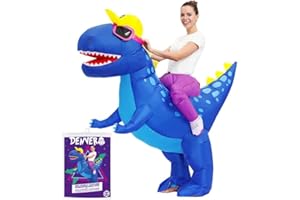 ORIGINAL CUP AirSuit® Nadmuchiwany przebranie z niebieskim dinozaurem, niezwykły kostium dla dorosłych, jakość premium, bardzo wytrzymały poliester, przyjemny w noszeniu, system nadmuchiwania w zestawie |