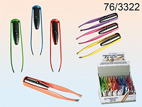Stainless Steel Make Up LED Light Eyelash Eyebrow Hair Removal Tweezer available in different colours