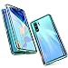 Produktbild Jonwelsy Kompatibel für Huawei P30 Pro (6,47 Zoll) Hülle, 360 Grad Vorne und Hinten Gehärtetes Glas Transparente Case Cover, Stark Magnetische Adsorption Metallrahmen Handyhülle (Grün)