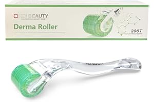KOI BEAUTY profesional Derma Roller 1.5 - Microneedle Roller individual de titanio real 200, Microneedling Roller para cara, cuero cabelludo y cuerpo, Micro Needle Roller masculino y femenino