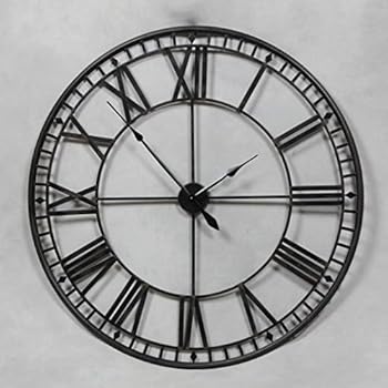 Tri Stunning Extra Large 80cm Black Metal Wall Clock Black Skeleton