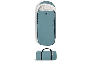 BABYZEN Chancelière YOYO, Aqua - Doublure en Sherpa et capuche en polaire avec cordon d’ajustement pour garder bébé bien au chaud - Sac de transport inclus - Lavable en machine
