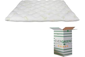 EVERGREENWEB MATERASSI & BEDS EVERGREENWEB - Topper Colchón Una Plaza y Media 135x190 cm Alto 7 cm, de Espuma Viscoelástica y Recubrimiento de Fibra de Bambú, Corrector de Colchón 100% Efecto Pluma, Futón Suave Ortopédico Bamboo