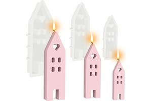 ‎GENERIC 3 Stück Silikonformen Gießformen Häuser, Silikonform Haus mit Fenster, Gießformen Silikon Häuser, Gießformen Haus, 3D Häuser Gießform für Sojawachs Kerzen, Seife, Gips, Handwerk