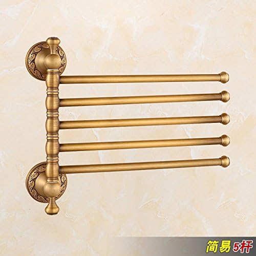 USDFJN Towel Holder Bathroom Stand Shelf Retro copper can be rotated 5 towel bar