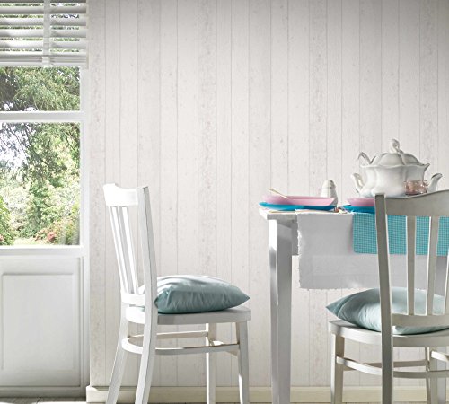A.S. Création Vliestapete New England 2 Tapete in Holz Optik fotorealistische Holztapete maritime Optik 10,05 m x 0,53 m grau weiß Made in Germany 855046 8550-46 - 6