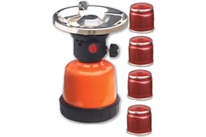 CRISCUOLO BRICO STORE Fornello A Gas Fornello Da Campeggio Fornello A 1 Fuoco Regolabile Fornello Metallo+4cartucce
