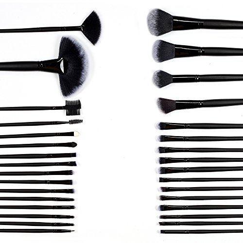 Anpro 32 Makeup Pinsel Kosmetik set mit Pinsel Reinigung Pinselset inkl. hochwertig Tragetasche Professionell Gesichtspinsel für Lidschatten, Lippenkosmetik - 2