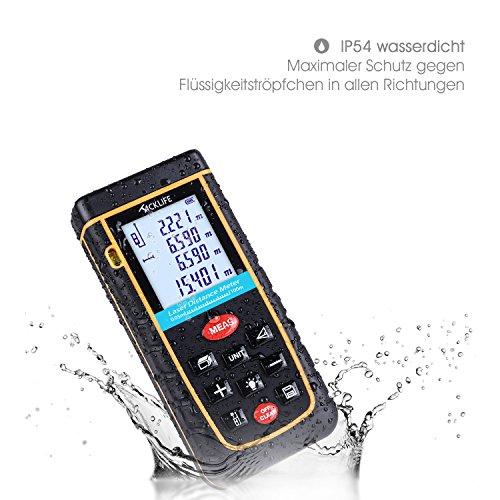 Tacklife Advanced Laser Entfernungsmesser Distanzmessgerät 0,05~100m/±2mm Distanzmesser distanz messgerät mit LCD Hintergrundbeleuchtung, inkl.Batterie und Schutztasche - 3