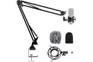 Weymic 35 Microfono Universale Sospensione Boom Forbice Braccio Stand con Supporto per Broadcast Studio Microfono SM57, SM58, SM86, SM87