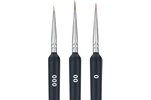 DAQIEPIN Juego de 3 Piezas Pinceles para Pintar por Números, Pinceles Profesionales (0, 00 y 000), para Acrílico, Acuarela, Miniatura, Modelo, Uñas, Pintura Facial, Pincel de Pintura