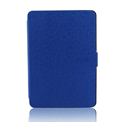 Infiland Amazon Kindle Paperwhite Litchi Falte Case Hülle – Ultra Slim Leder Schutzhülle Tasche hülle Case für Amazon Kindle Paperwhite (geeignet für alle Vorgängermodelle von 2012, 2013, 2014 und den neuen Kindle Paperwhite 2015 mit 300 ppi-Display, 6″ Bildschirm, und integrierter Beleuchtung), Mit Auto-Sleep / Wake-up-Funktion,Dunkleblau - 6