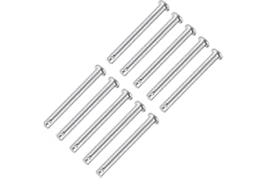 sourcing map Pasadores de Horquilla de Un Solo Orificio, 6 mm X 60 mm, Pasadores de Horquilla de Cabeza Plana de Acero Inoxidable, 10 Piezas