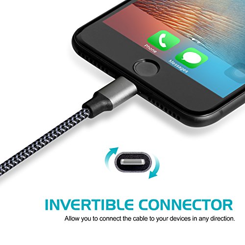 C  ble iPhone Chargeur iPhone Lightning -  Pack de 2  2m  Cable en Nylon Tress   Robuste avec Connecteur en Aluminium pour iPhone X 8 8 plus 7 7 Plus 
