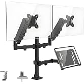Coverzone 17&ndash;32 İn&ccedil; Amortis&ouml;rl&uuml; &Ccedil;iftli Pivot Monit&ouml;r Kolu ve Tablet Kollu, Gazlı Yaylı, 2&ndash;9 Kg, &Ccedil;ift Montaj Se&ccedil;eneği Sıkıştır