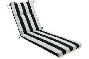 Pillow Perfect Outdoor/Indoor Cabana Stripe Chaise Lounge Cushion, 72.5" x 21", Black