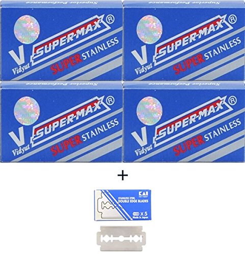 40 Super-Max Super Stainless Blades + 1 Free KAI Stainless Steel BIade