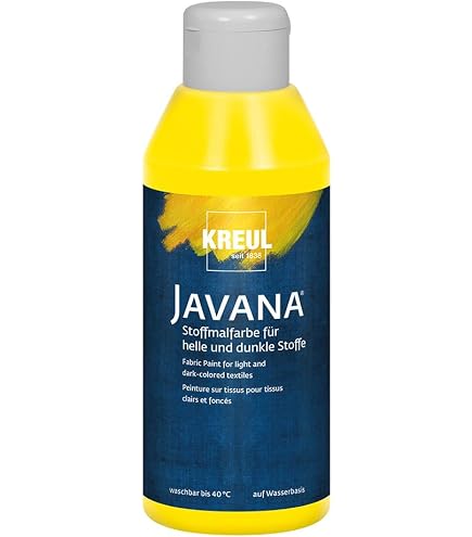 Peinture Pour Tissu Kreul Jaune Or - 50 Ml, Couvrante, Pour Pochoir Et Tampon, Résistante Au Lavage