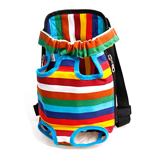 iEFiEL Mochila para Mascota Bolso Frontal Transportin para Llevar Su Perro Gato con Tirantes Ajustables Multicolor S