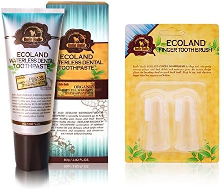 ECOLAND Dog,Cat rubbing Organic Dental Toothpaste 80g + ECOLAND silicone finger tooth brush(2piece) (1)