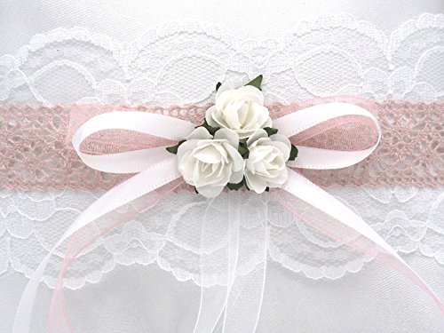 Ringkissen Vintage Weiß Rosa Hochzeit Braut Traukissen Ringe - 4