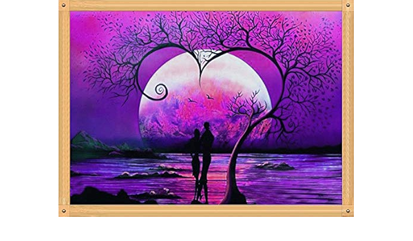 Kswlkj Kit De Peinture Diamant 5d Par Numero Amour Couple Coucher De Soleil 25x30cm Point De Croix Diamant Broderie Diamant Diy Peinture Par Numeros Ideal Pour Decorer Loisirs Creatifs Comocrearempresa Cuisine Et Maison