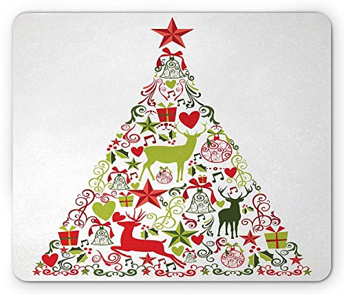 Preisvergleich Produktbild Drempad Gaming Mauspads, Christmas Mouse Pad, New Year Theme Popular Seasonal Traditional Ornaments and Star with Tree Topper, Standard Size Rectangle Non-Slip Rubber Mousepad, Multicolor