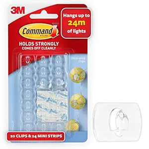 Command Plastic Decorating & organizing 20 clips/hooks and 24 mini strips, Clear