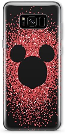 Cartoon Movie Character GLITTER Effect CLEAR TPU Phone Cover Case for Samsung Galaxy Samsung Galaxy S6 Edge / Red Mickey Mouse