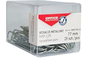 ‎OFFWV OFFICE PRODUCTS Büroklammern Metallbriefklammern Silbern in der Box / 25 Stück - 77 mm/in Praktischer Aufbewahrungsbox/Paper Clips