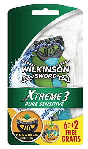 Wilkinson Xtreme 3 Pure Sensitive - Lamette da barba, confezione da 8 pezzi