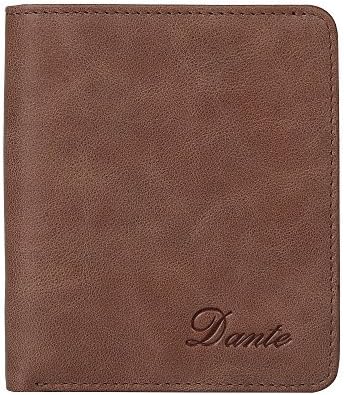 Dante Men's Ultra Slim Genuine Leather Wallet | Travel Wallet | Credit Card Holder | Minimalist Wallet Mini Wallet Vintage Look Bifold with Gift Box for Men - Khaki