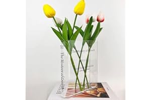 VZMIZA Bookvase for Flowers, Clear Book Vase for Floral Arrangement, Crystal Acrylic vase For Home Decor, Transparent vase For Bookshelf Centerpiece, Living Room, Bedroom, Artistic Decorative Gift (Clear)