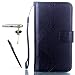 Produktbild Sony Xperia Z3 Compact Hülle, Sony Xperia Z3 Mini Schutzhülle, Alfort 3 in 1 Lederhülle / handyhüllen Fashion Design Premium PU Leder Hohe Qualität Tasche Case Cover Kasten Abdeckung Wallet für Sony Xperia Z3 Compact / Sony Xperia Z3 Mini 4.6" Smartphone Funktion Standfunktion Unterstützte Telefone und Magnetverschluss mit Schmetterling ( Schwarz ) + Alfort Schwarz Stylus Pen + Netter Staub Stecker